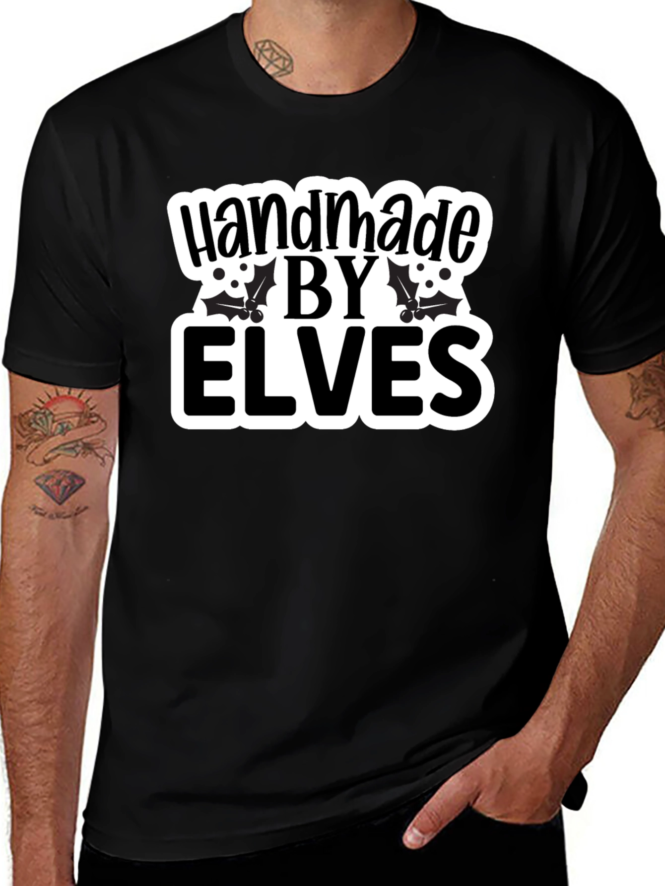 Handmade By Elves Black Holiday T-Shirt
