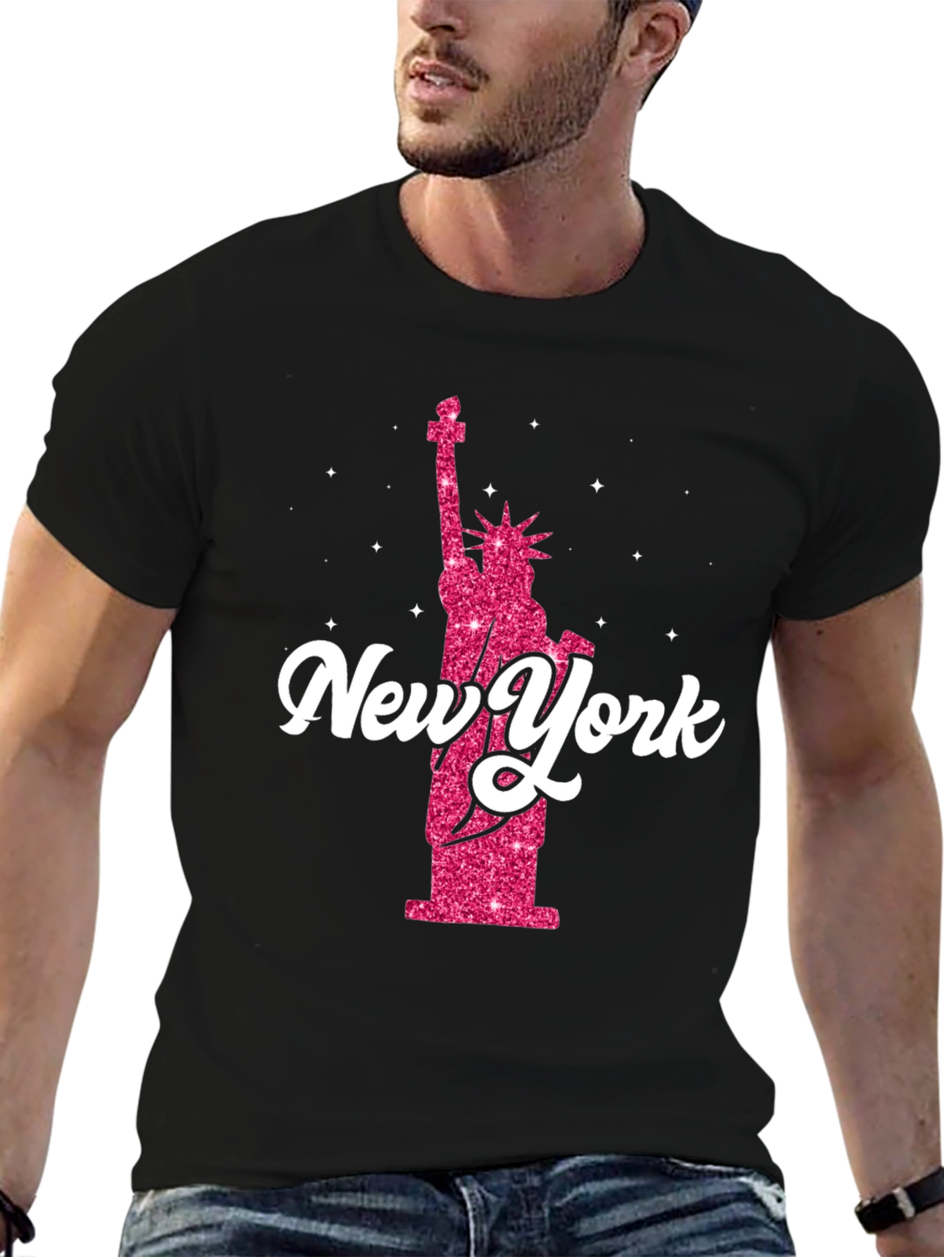 New York Statue of Liberty Glitter T-Shirt
