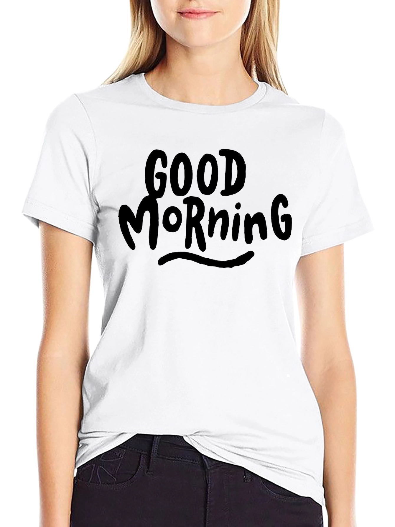 Good Morning Graphic Tee - Black Casual T-Shirt