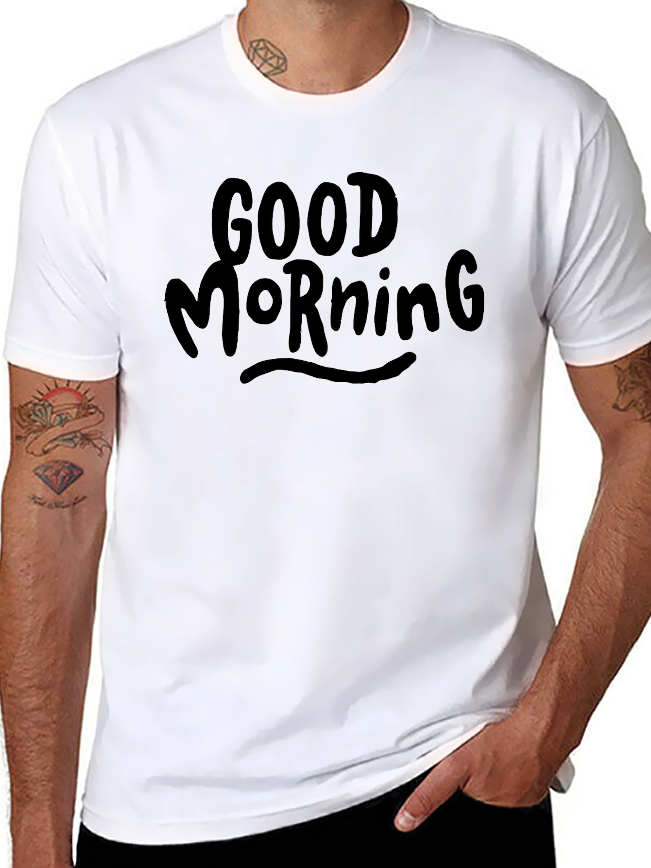 Good Morning Graphic Tee - Black Casual T-Shirt