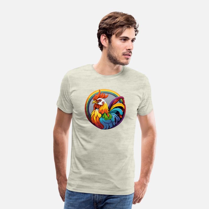 Vibrant Rooster with rainbow feathers