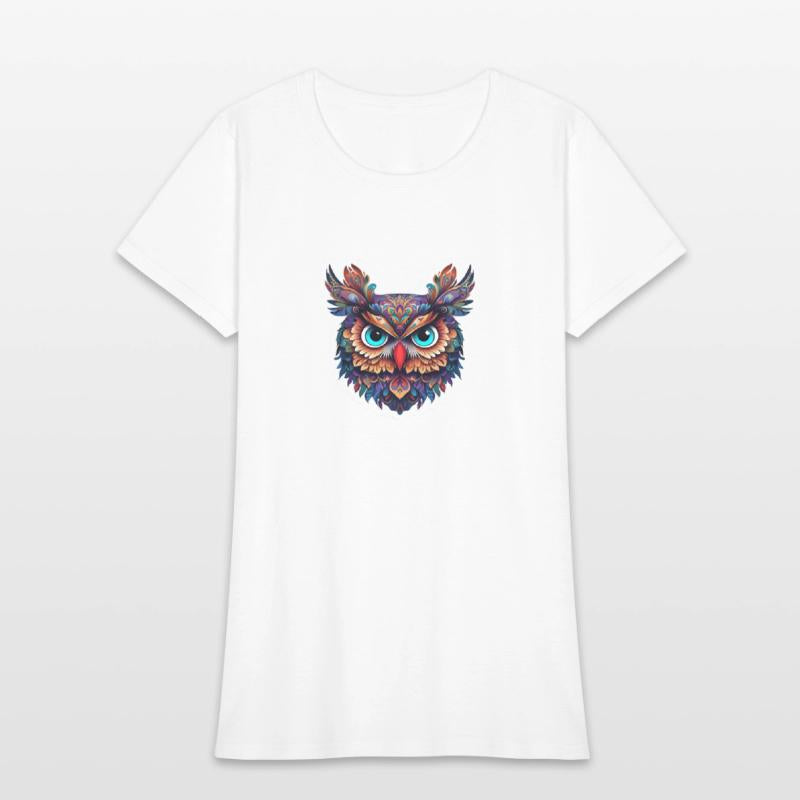 Vibrant Stylized Owl Face Illustration