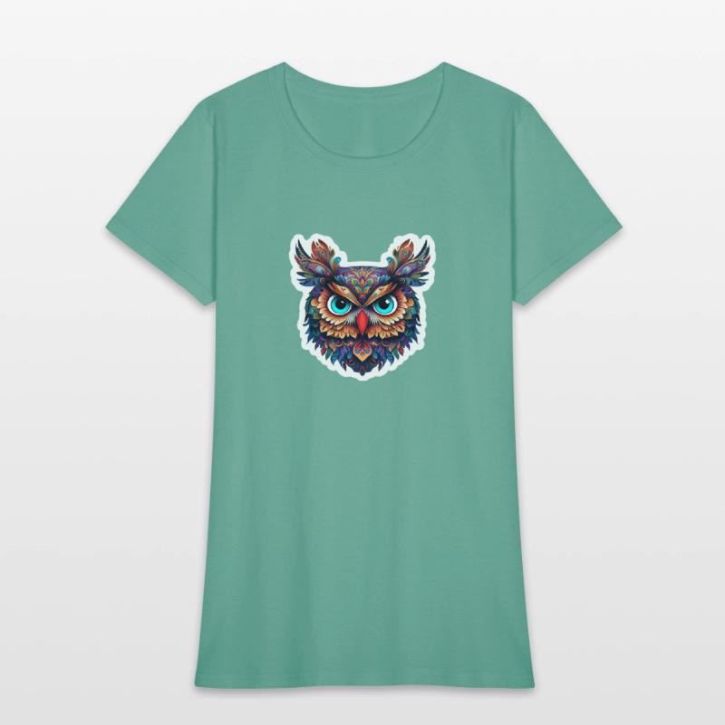 Vibrant Stylized Owl Face Illustration