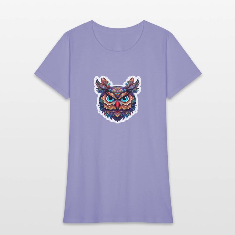 Vibrant Stylized Owl Face Illustration