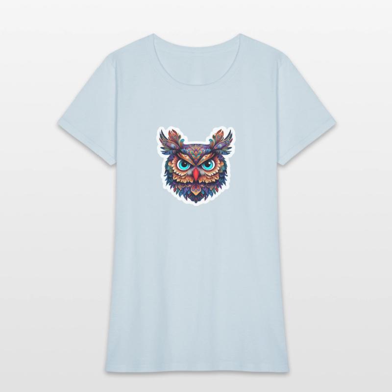 Vibrant Stylized Owl Face Illustration
