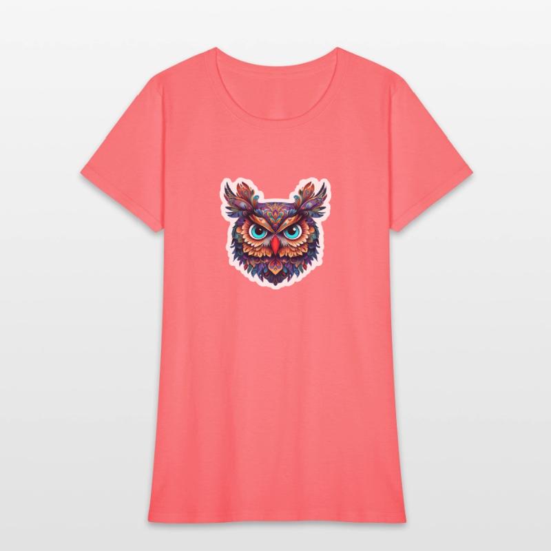 Vibrant Stylized Owl Face Illustration