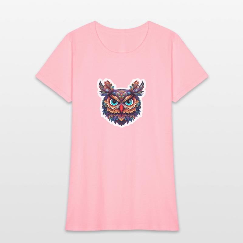 Vibrant Stylized Owl Face Illustration