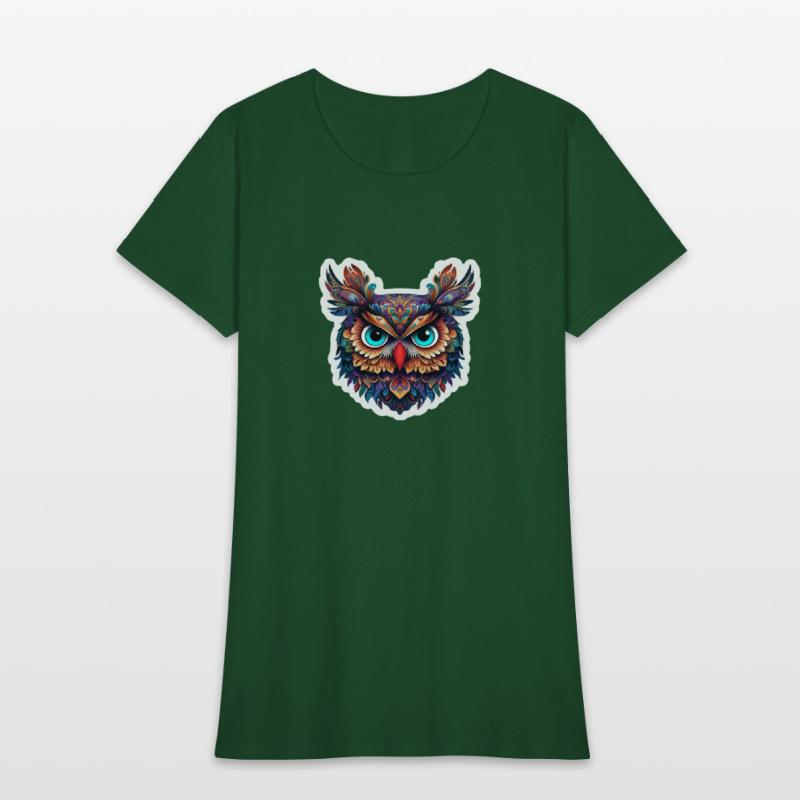 Vibrant Stylized Owl Face Illustration