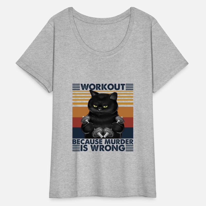 Vintage Black Cat Workout Because Murder Is Wrong