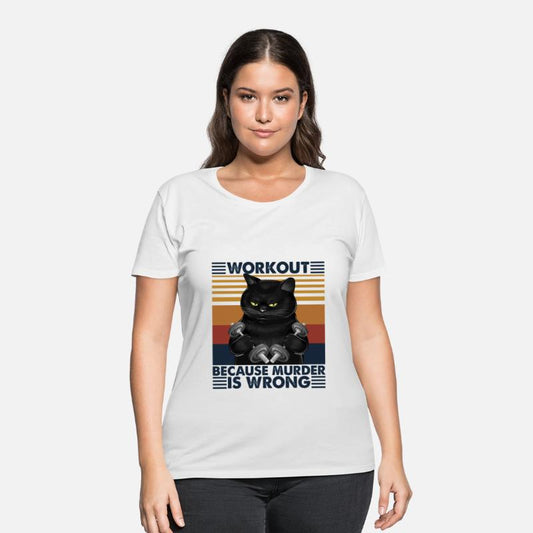 Vintage Black Cat Workout Because Murder Is Wrong