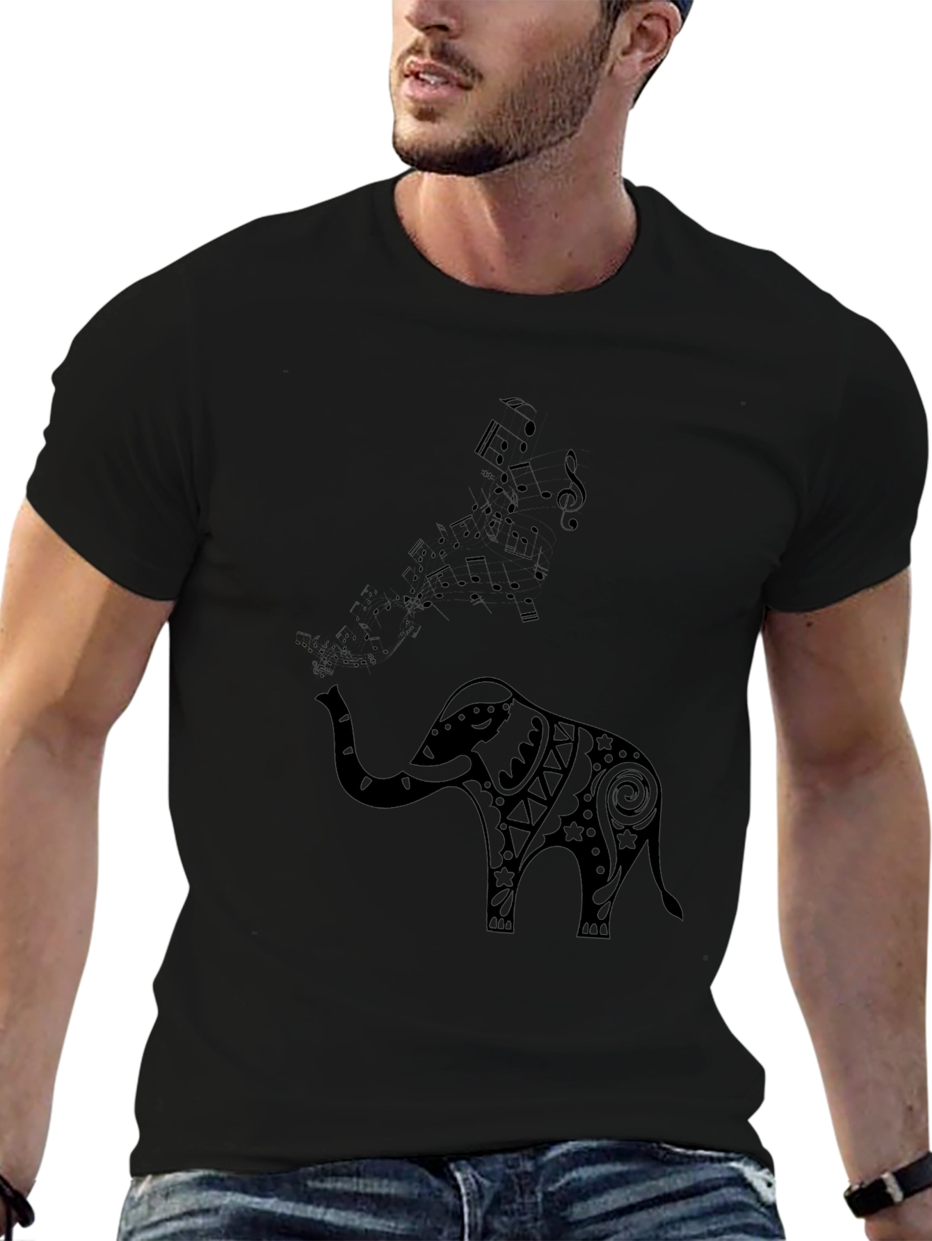 Elephant Music T-Shirt - Black Graphic Tee
