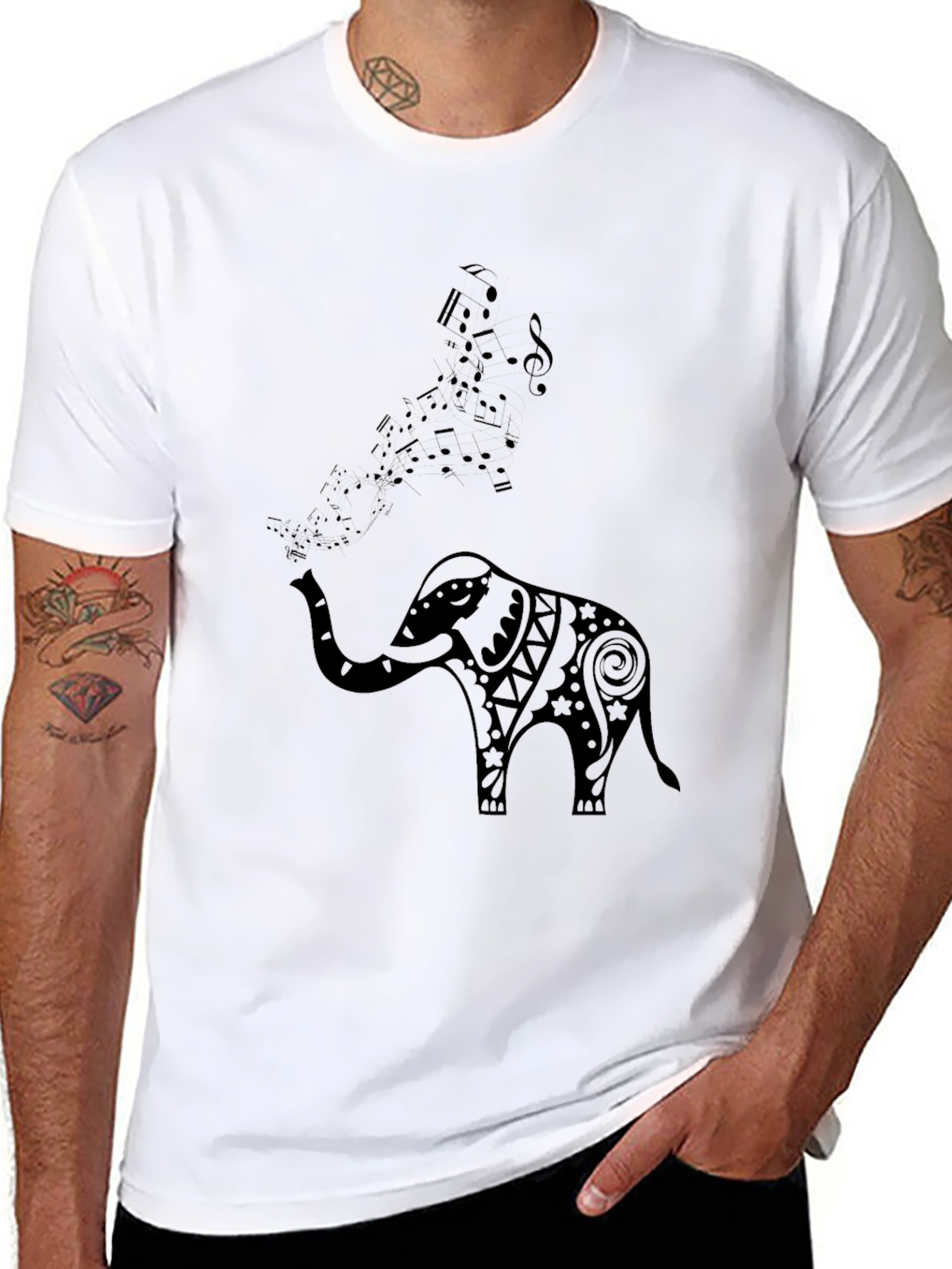 Elephant Music T-Shirt - Black Graphic Tee