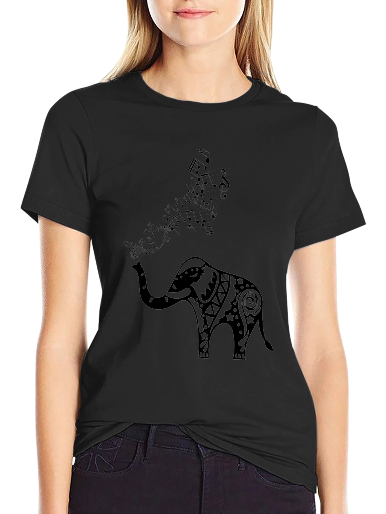 Elephant Music T-Shirt - Black Graphic Tee