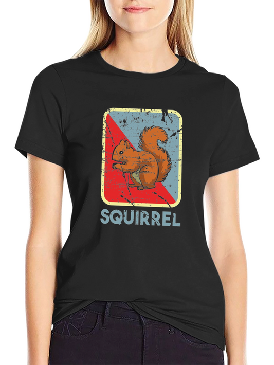 Vintage Squirrel Graphic T-Shirt - Black