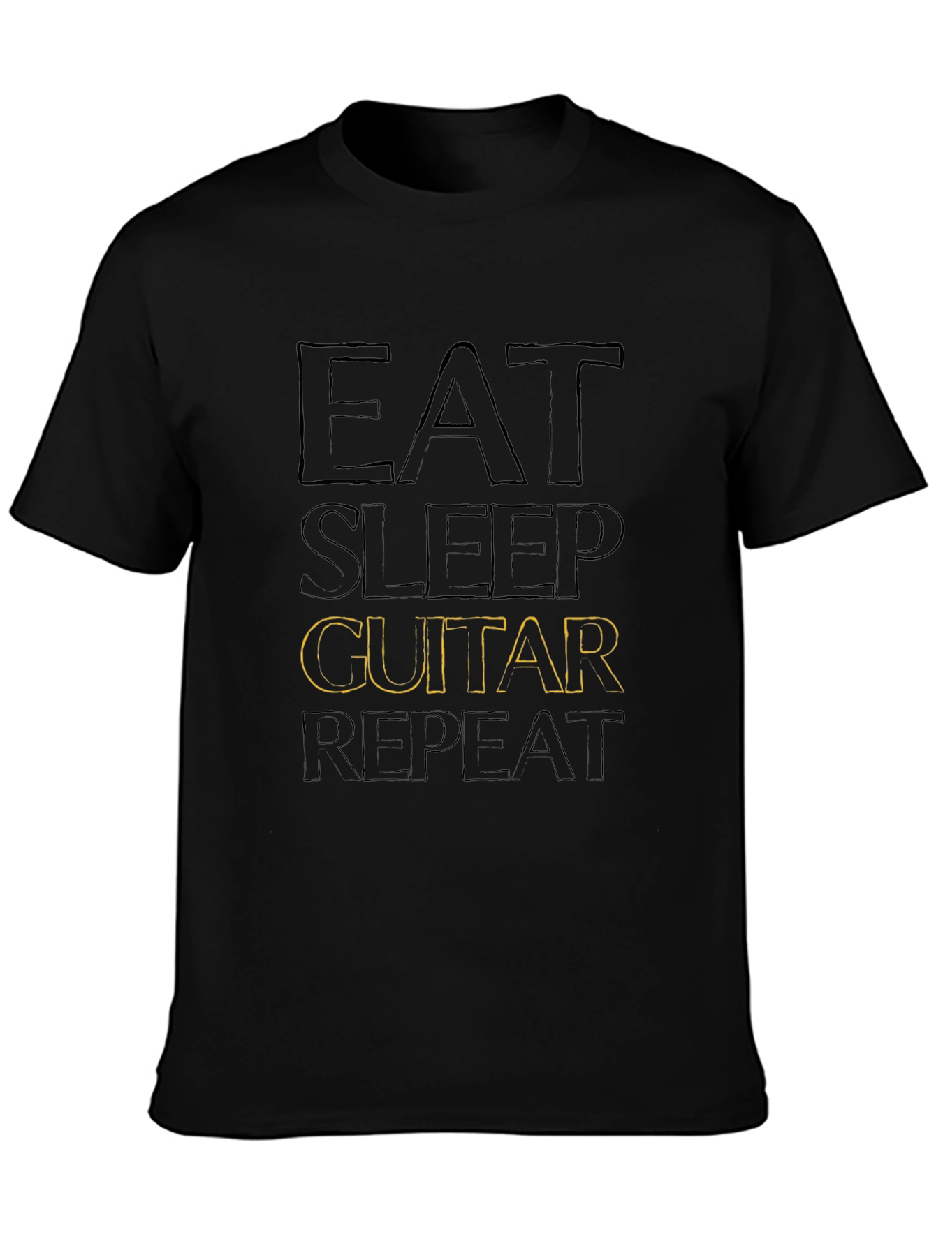 Eat Sleep Guitar Repeat Black T-Shirt