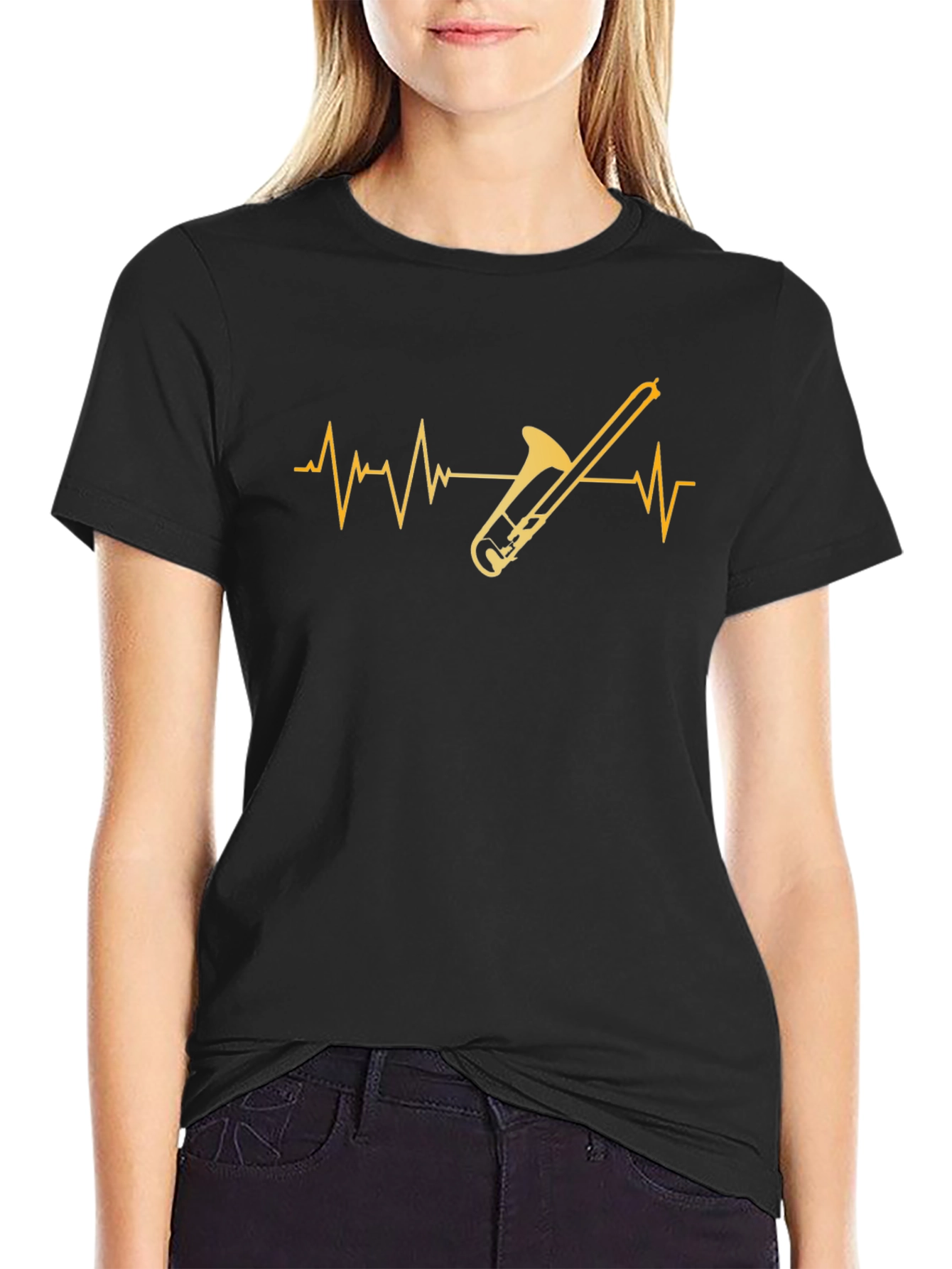 Trombone Heartbeat T-Shirt - Music Lover Tee