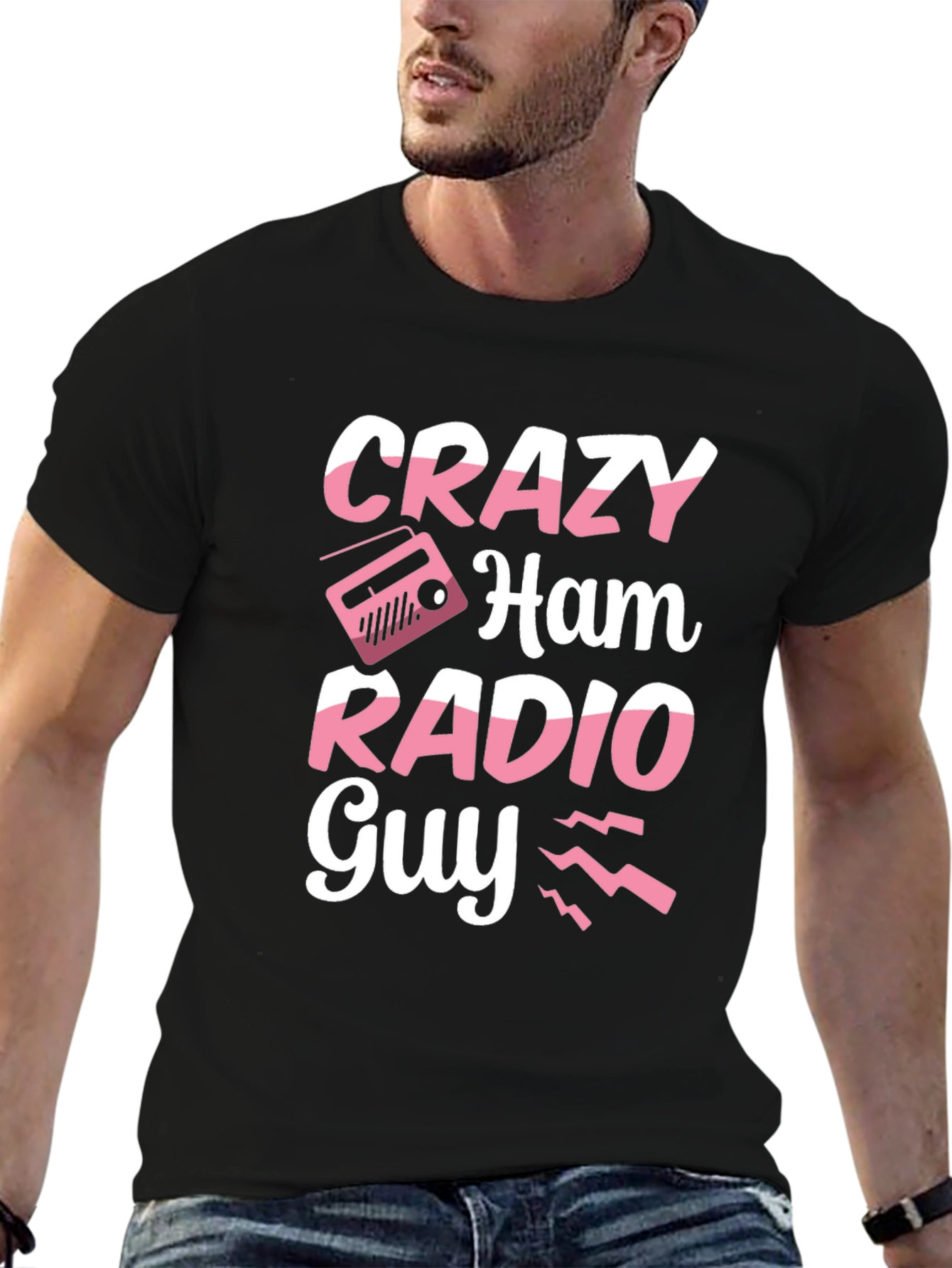 Crazy Ham Radio Guy T-Shirt - Black