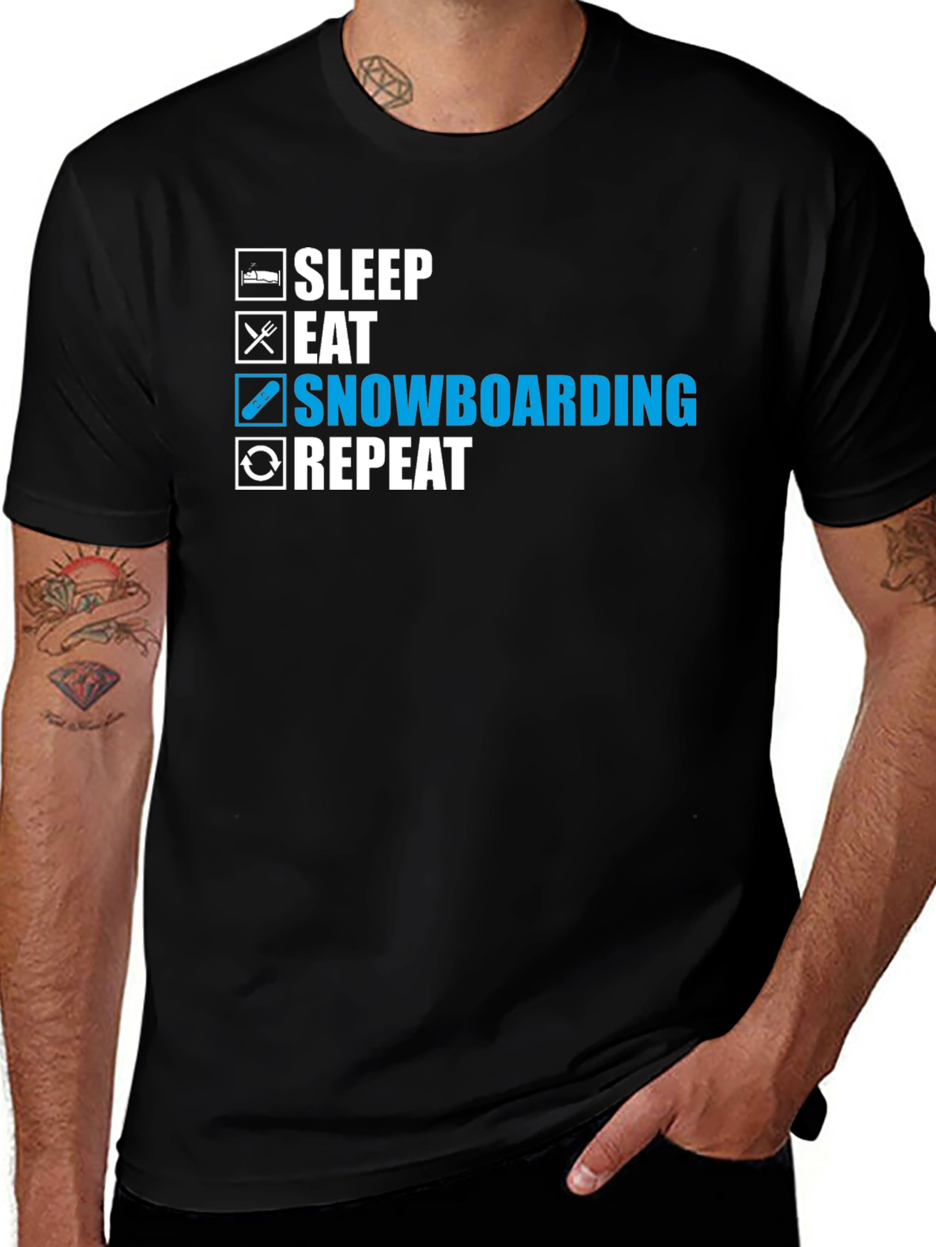 Snowboarding T-Shirt - Sleep Eat Snowboard Repeat