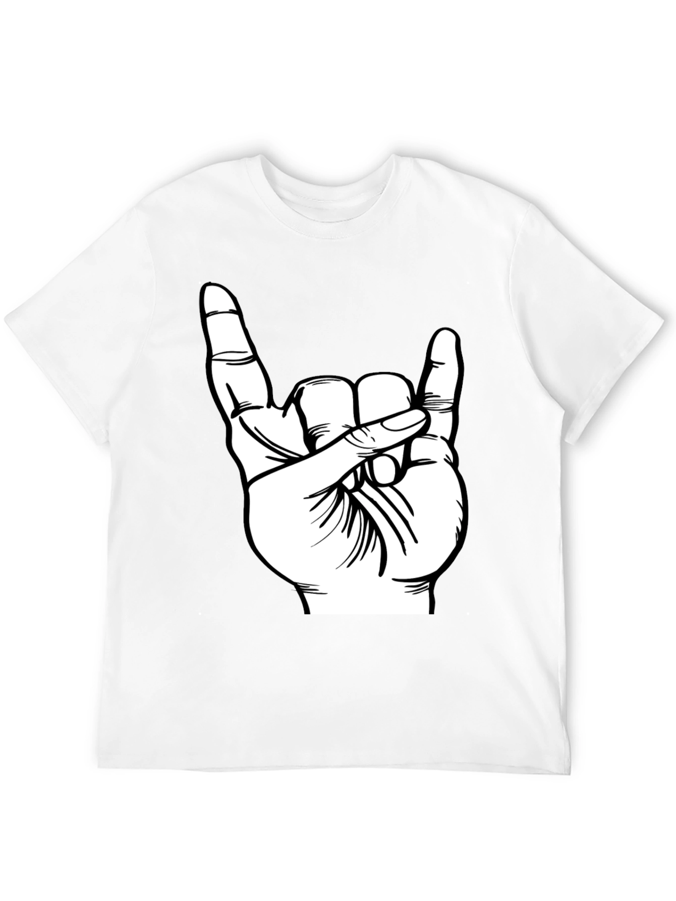 Rock On Hand Gesture T-Shirt - Black