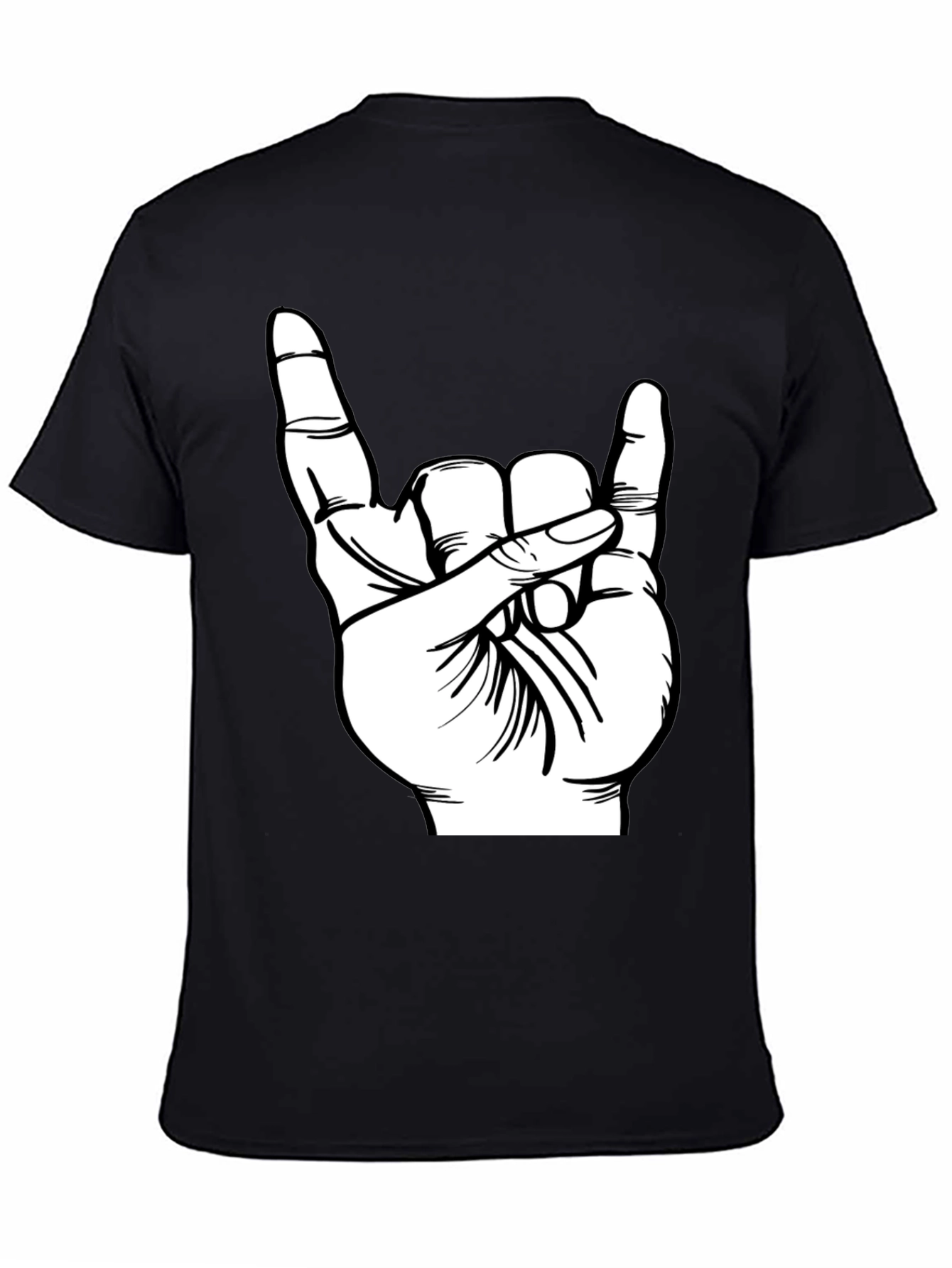 Rock On Hand Gesture T-Shirt - Black