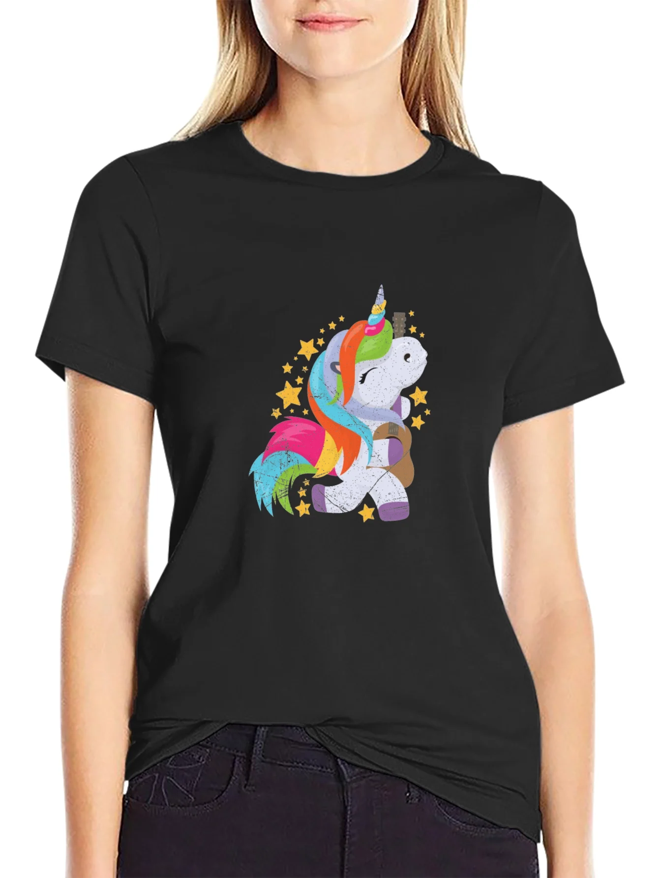 Unicorn Guitar Graphic Tee - Mens Black T-Shirt