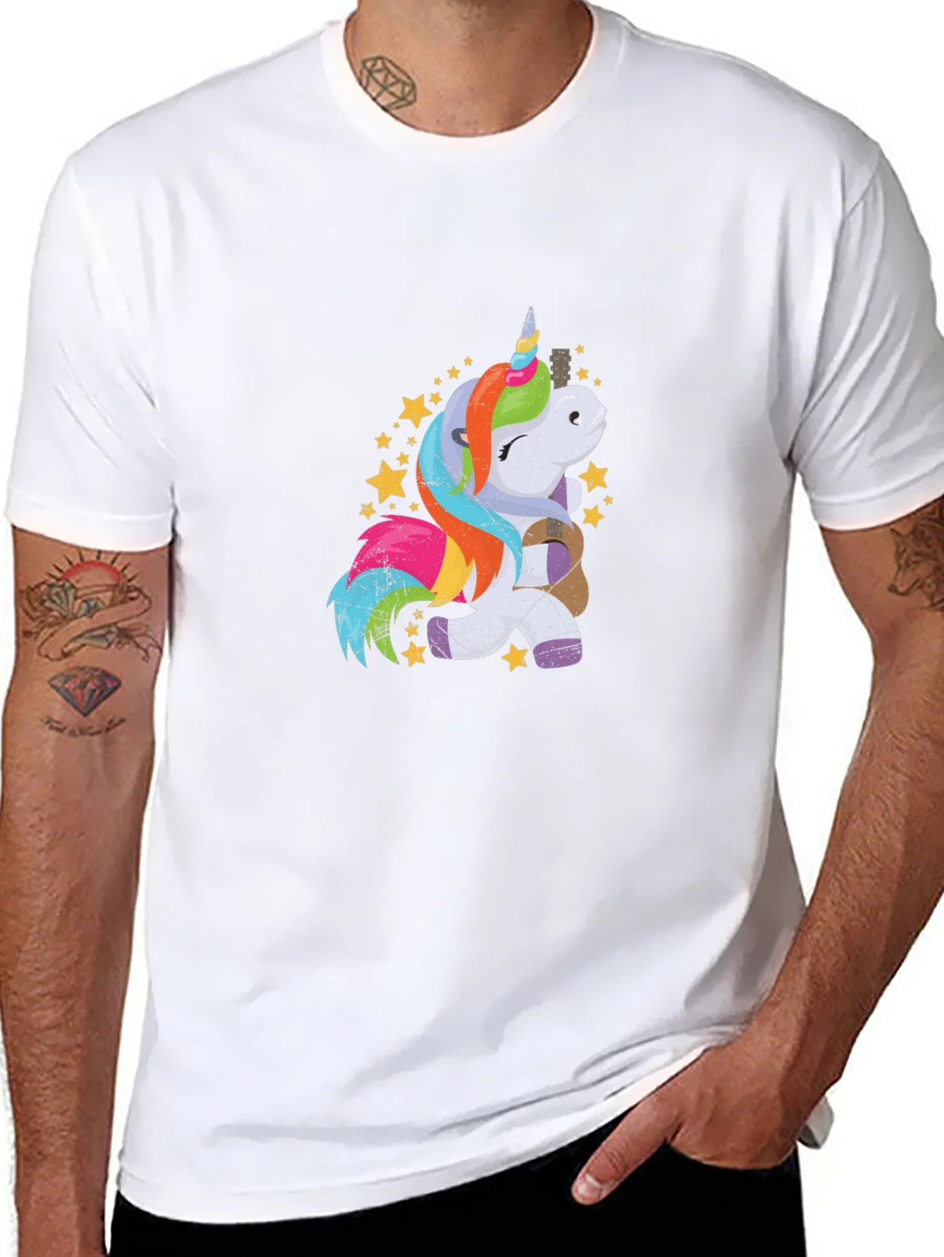 Unicorn Guitar Graphic Tee - Mens Black T-Shirt