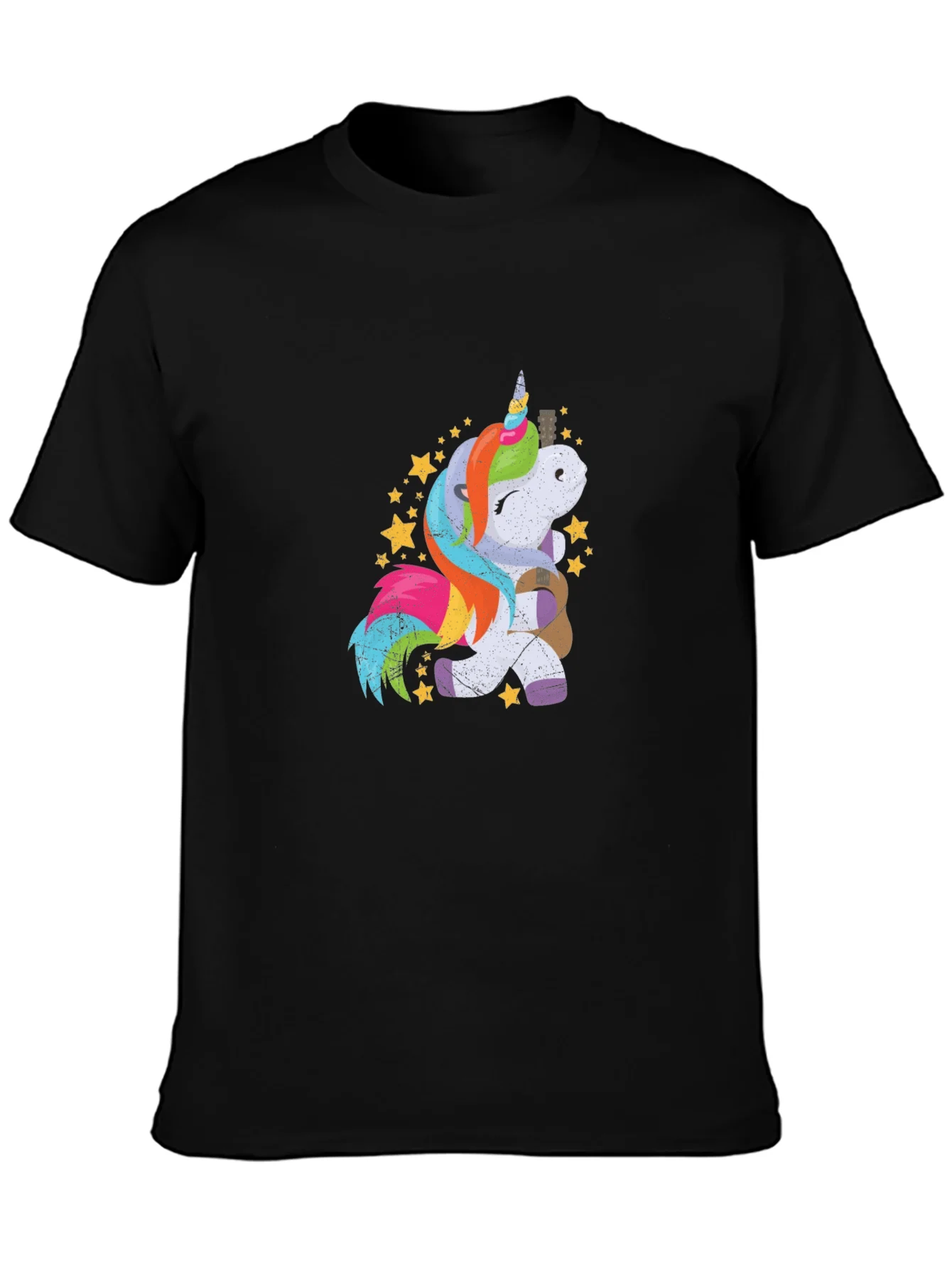 Unicorn Guitar Graphic Tee - Mens Black T-Shirt