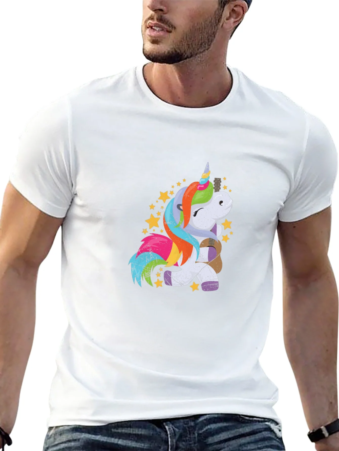 Unicorn Guitar Graphic Tee - Mens Black T-Shirt