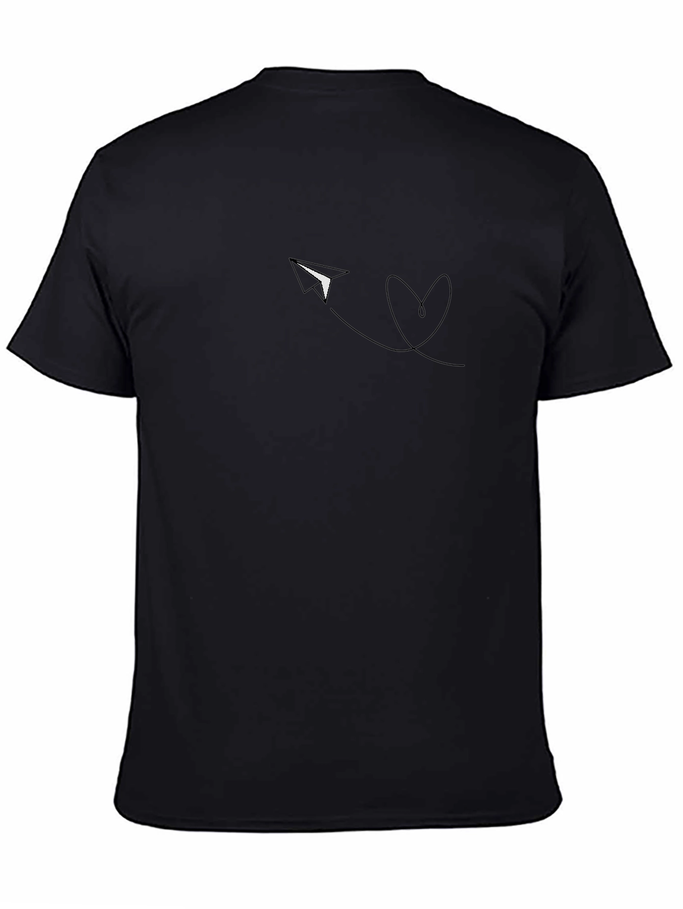 Mens Black T-Shirt - Paper Airplane Heart Design
