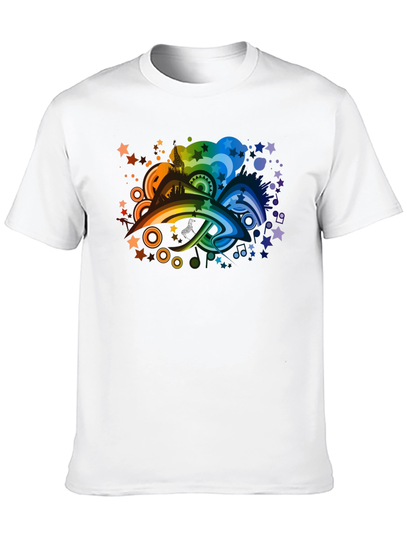 Rainbow Skyline Graphic Tee - Black