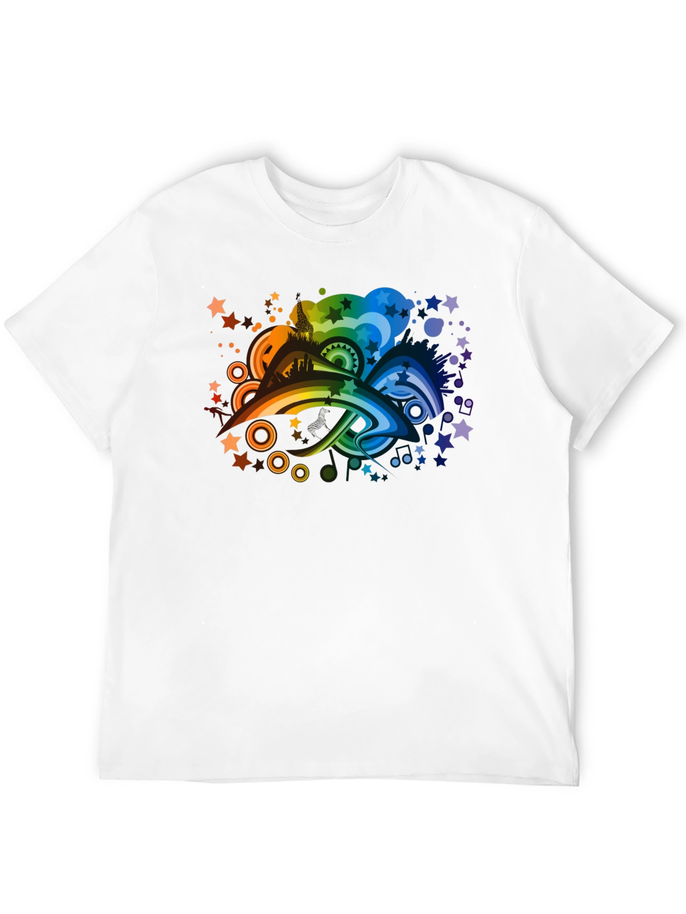 Rainbow Skyline Graphic Tee - Black
