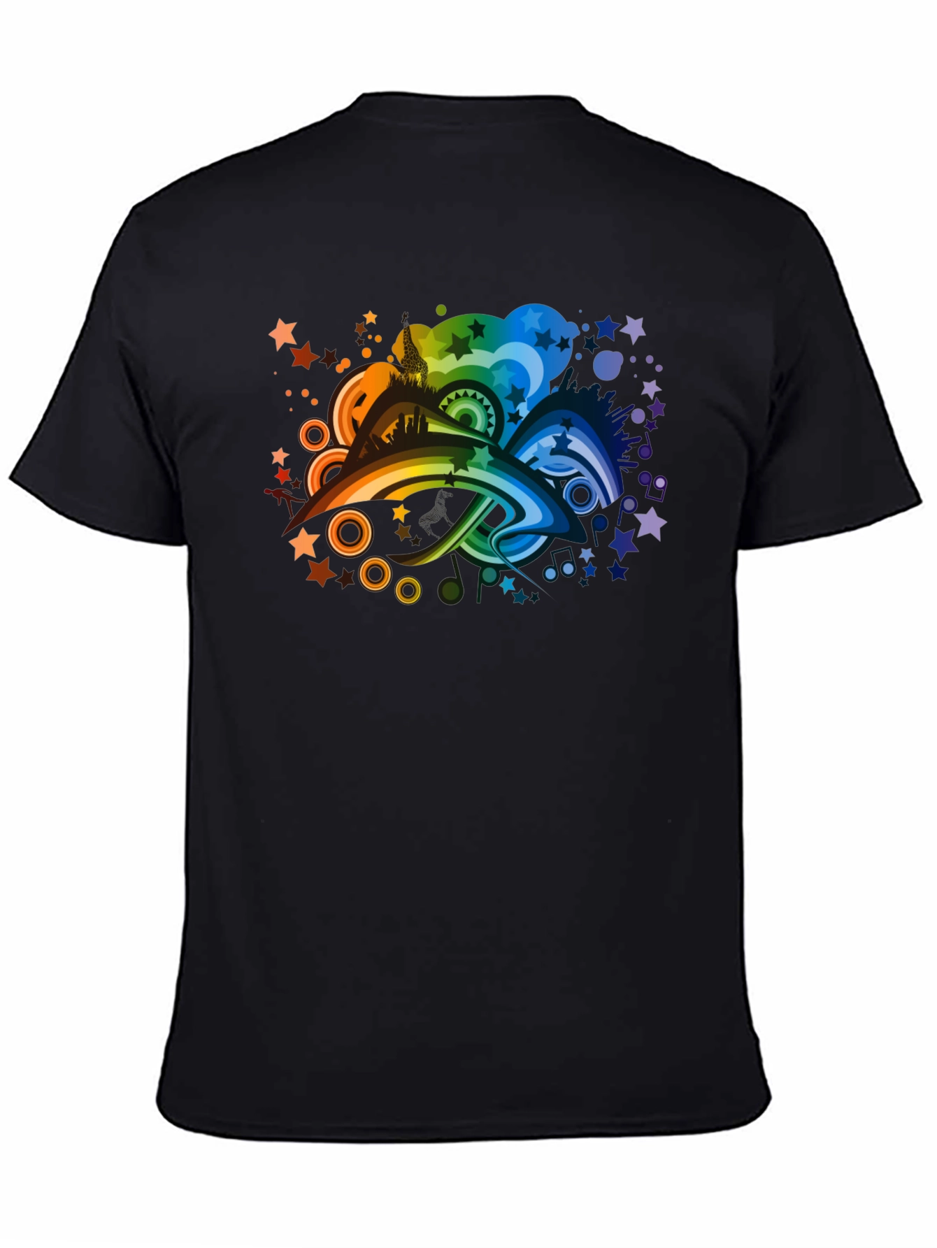 Rainbow Skyline Graphic Tee - Black