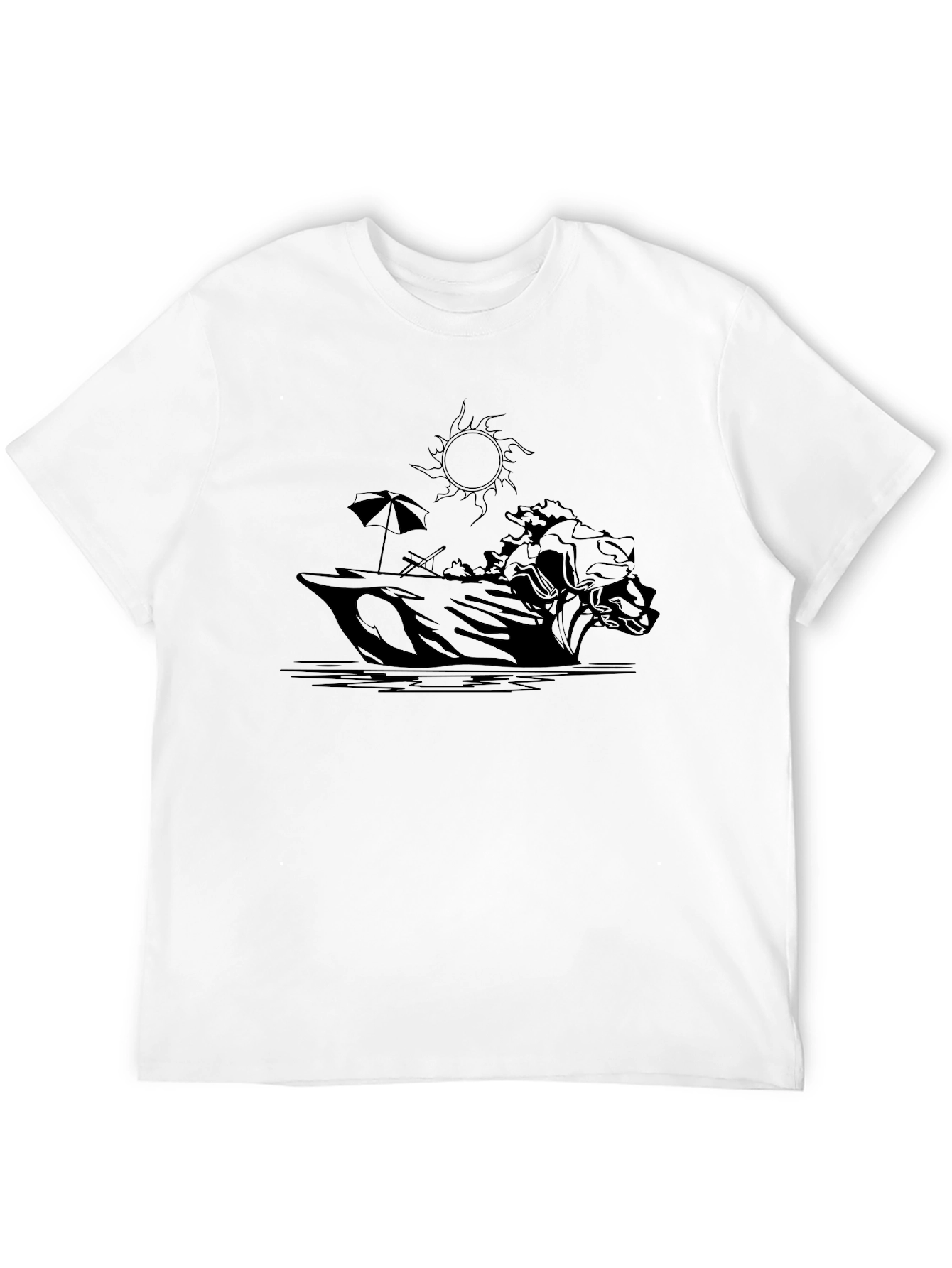 Black Beach Scene Graphic T-Shirt