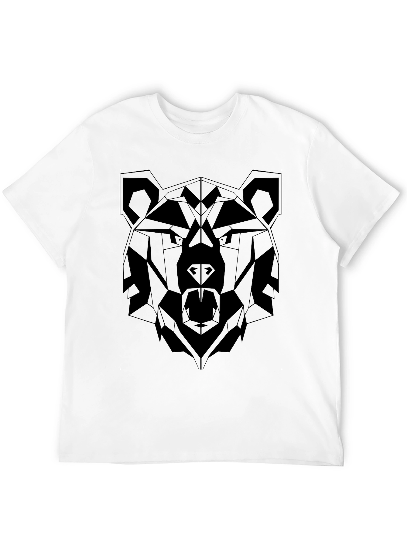 Geometric Bear Graphic Tee - Stylish Black T-Shirt