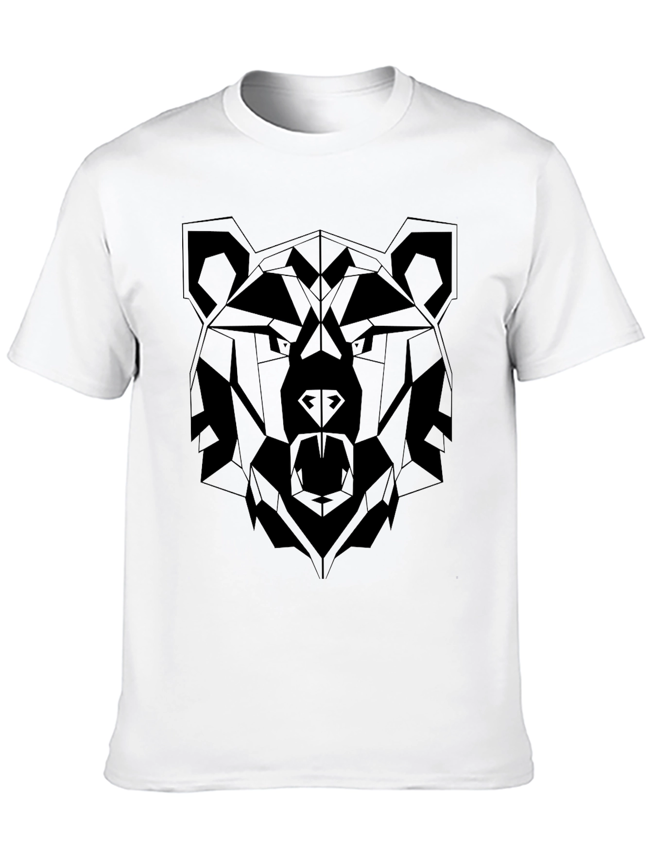 Geometric Bear Graphic Tee - Stylish Black T-Shirt
