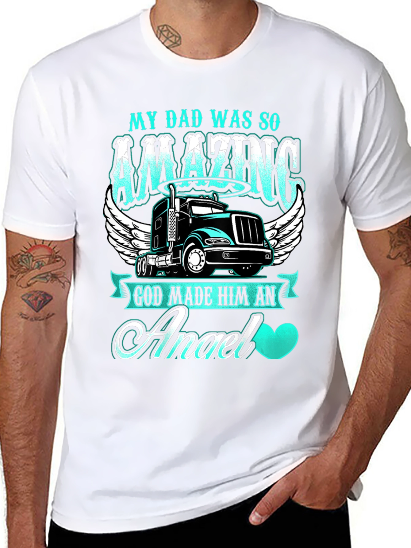 Trucker Dad Angel T-Shirt - Memorial