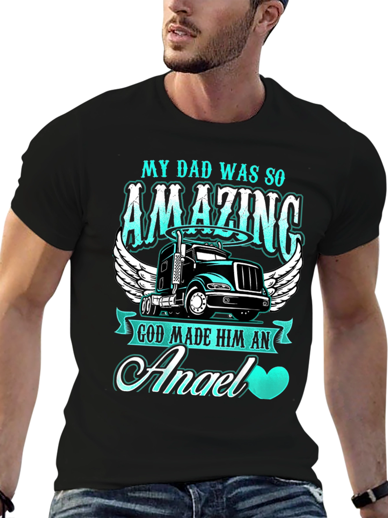 Trucker Dad Angel T-Shirt - Memorial