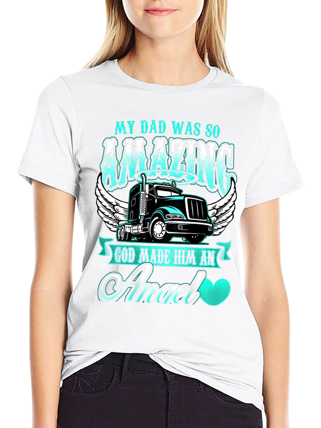 Trucker Dad Angel T-Shirt - Memorial