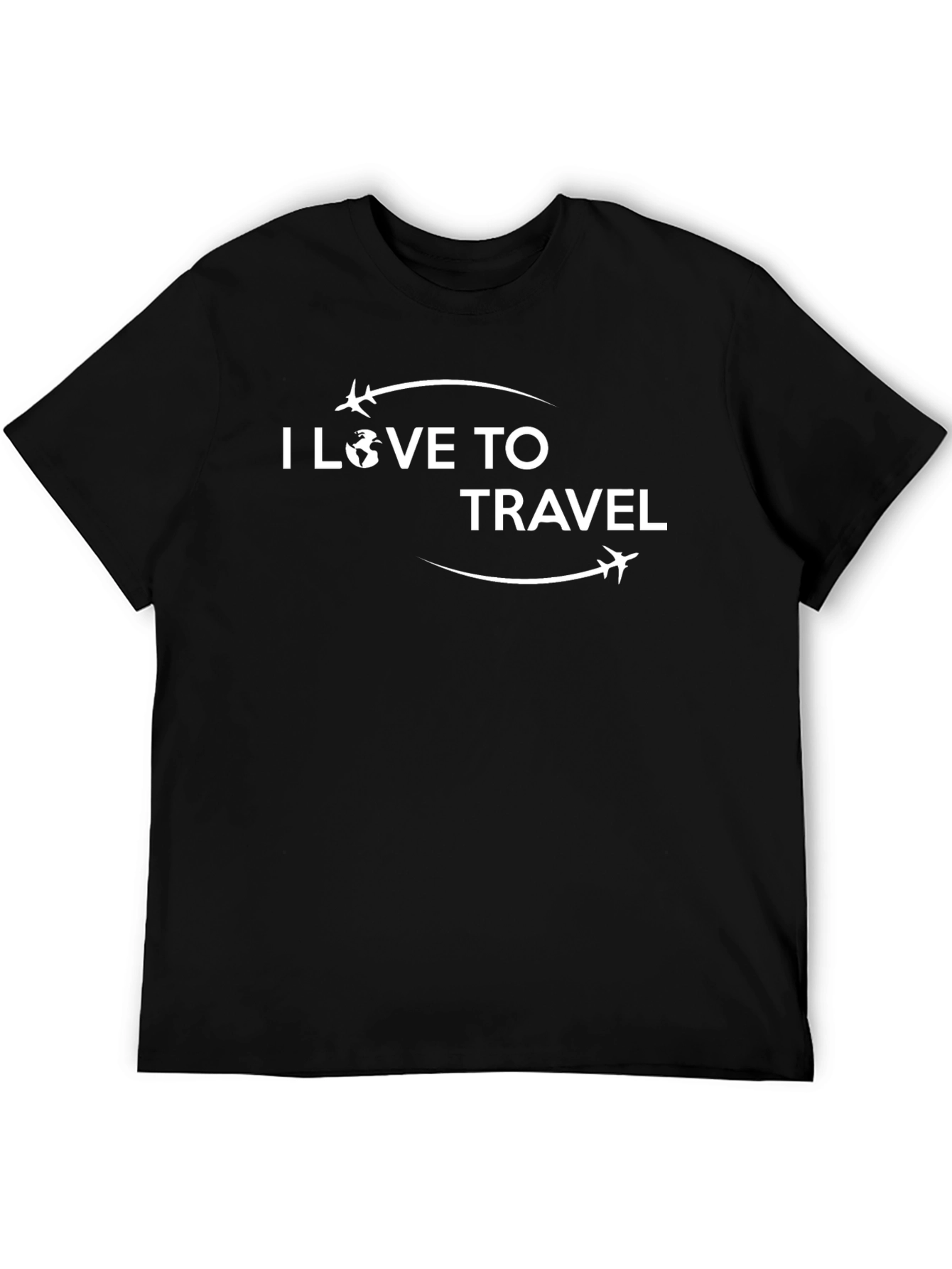 I Love To Travel Black Graphic T-Shirt