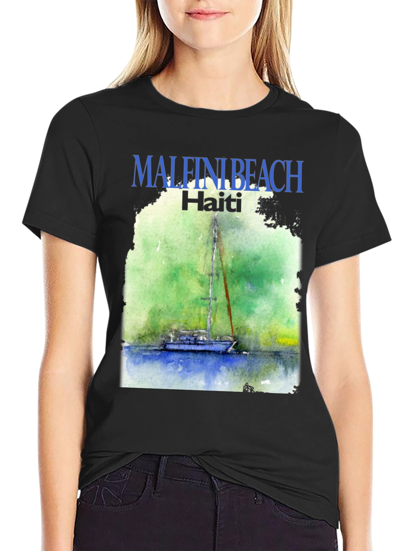 Malfini Beach Haiti T-Shirt - Sailboat Graphic Tee