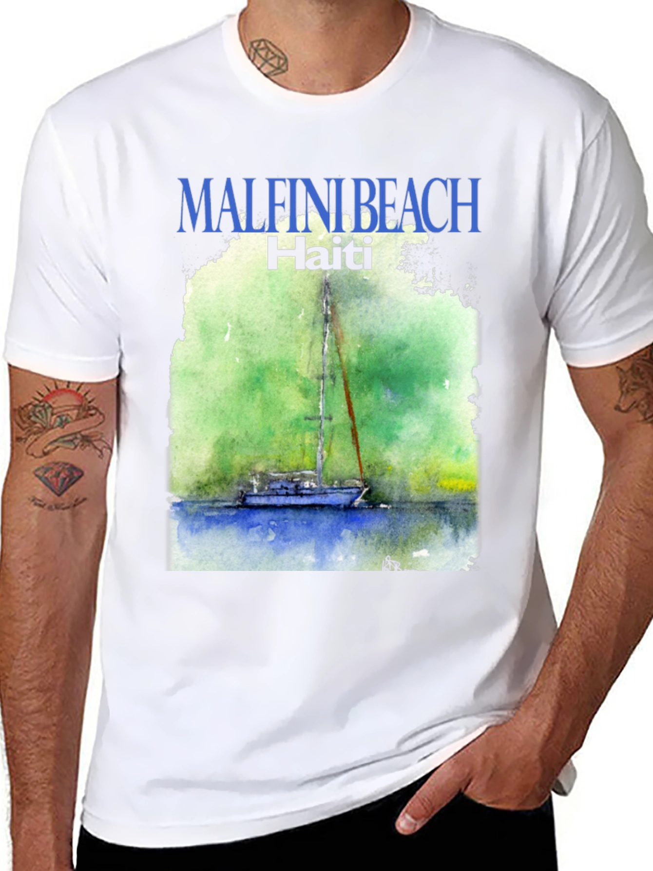 Malfini Beach Haiti T-Shirt - Sailboat Graphic Tee