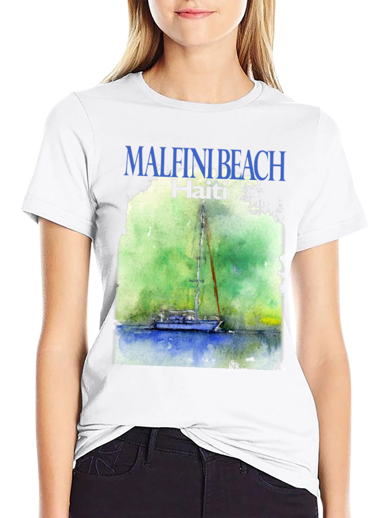 Malfini Beach Haiti T-Shirt - Sailboat Graphic Tee