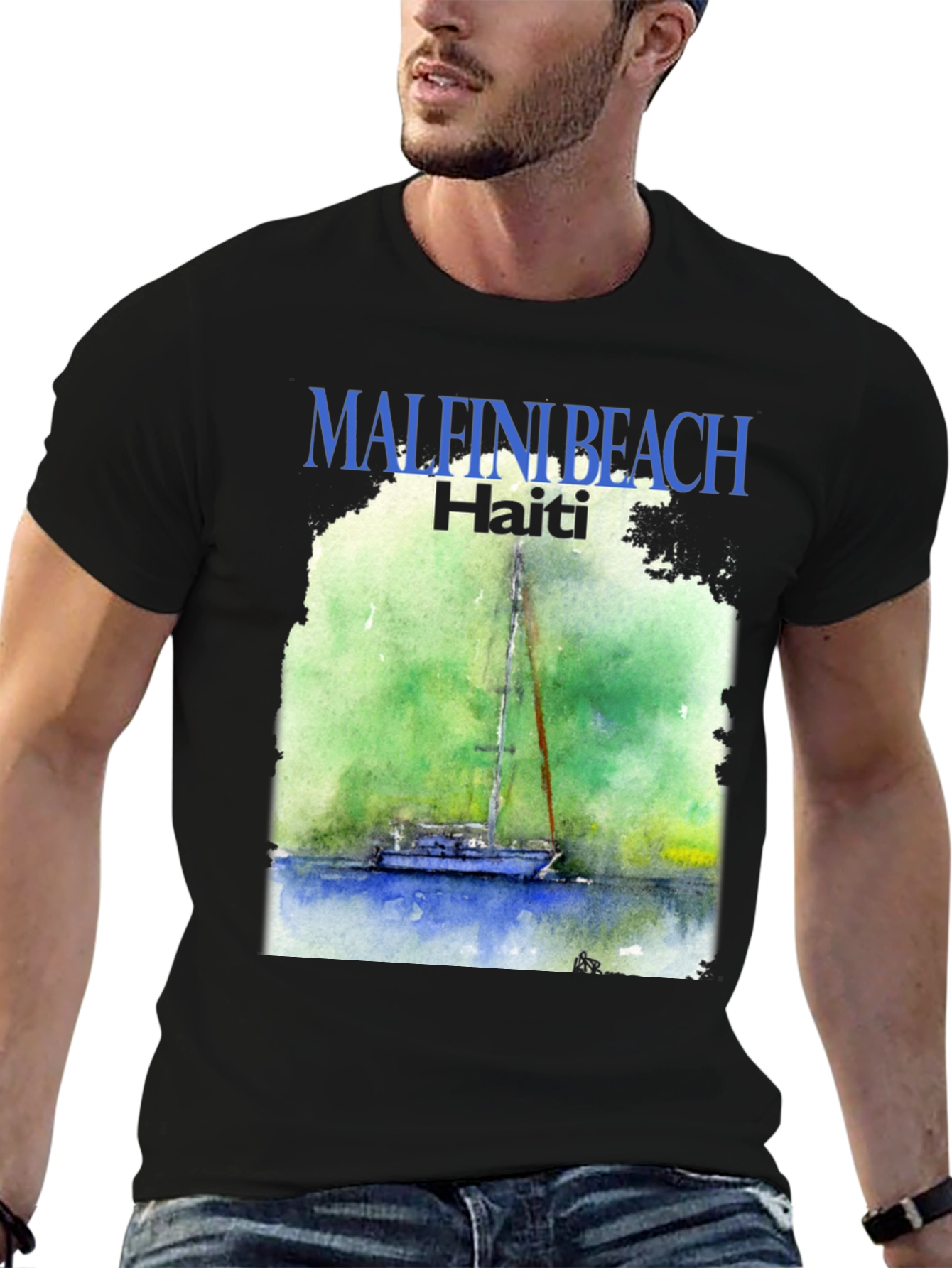 Malfini Beach Haiti T-Shirt - Sailboat Graphic Tee