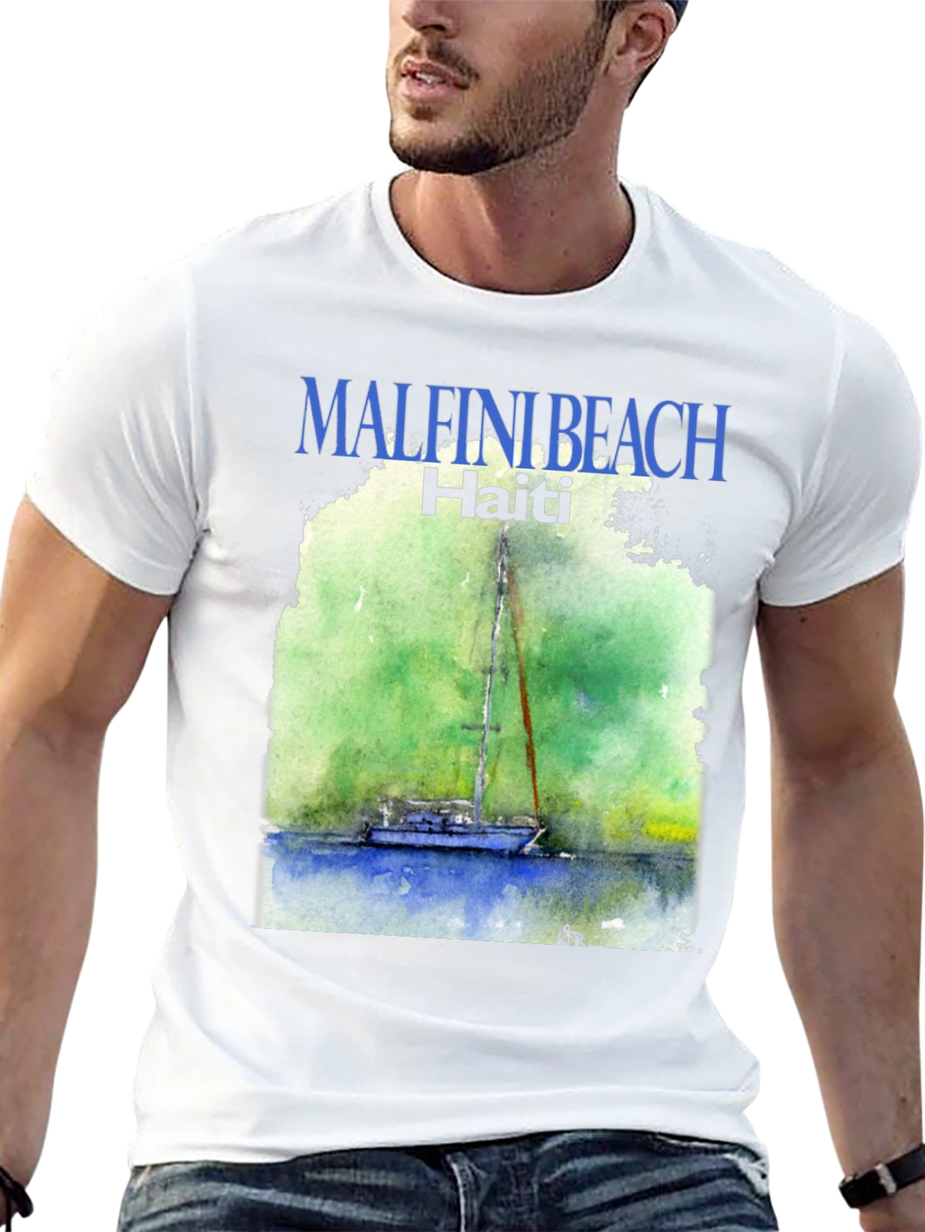 Malfini Beach Haiti T-Shirt - Sailboat Graphic Tee