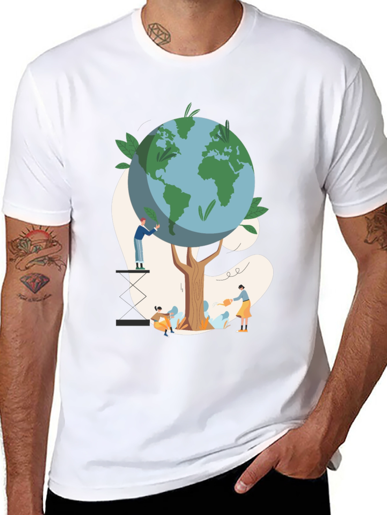 Eco-Friendly Earth Tree Graphic T-Shirt