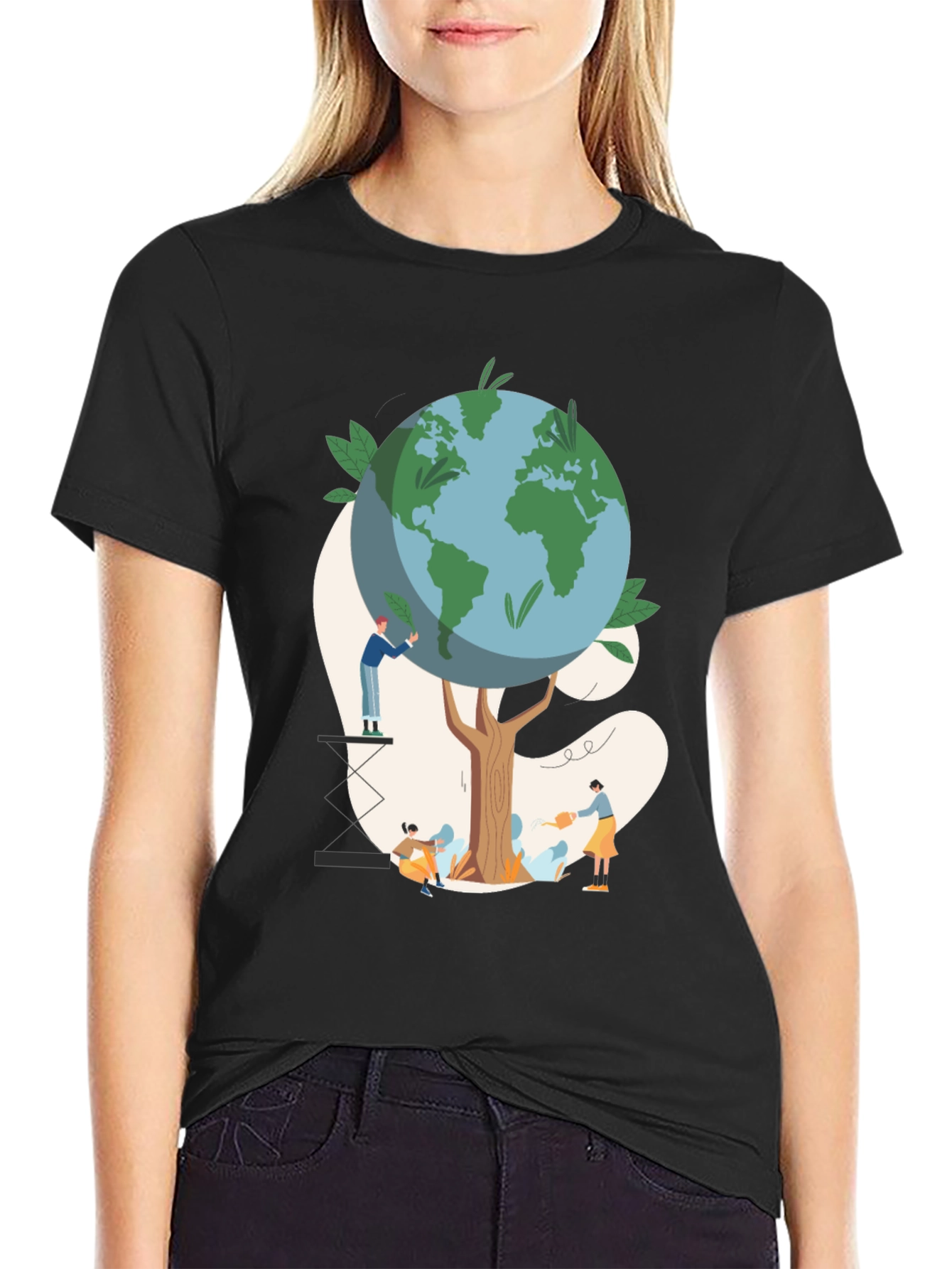 Eco-Friendly Earth Tree Graphic T-Shirt