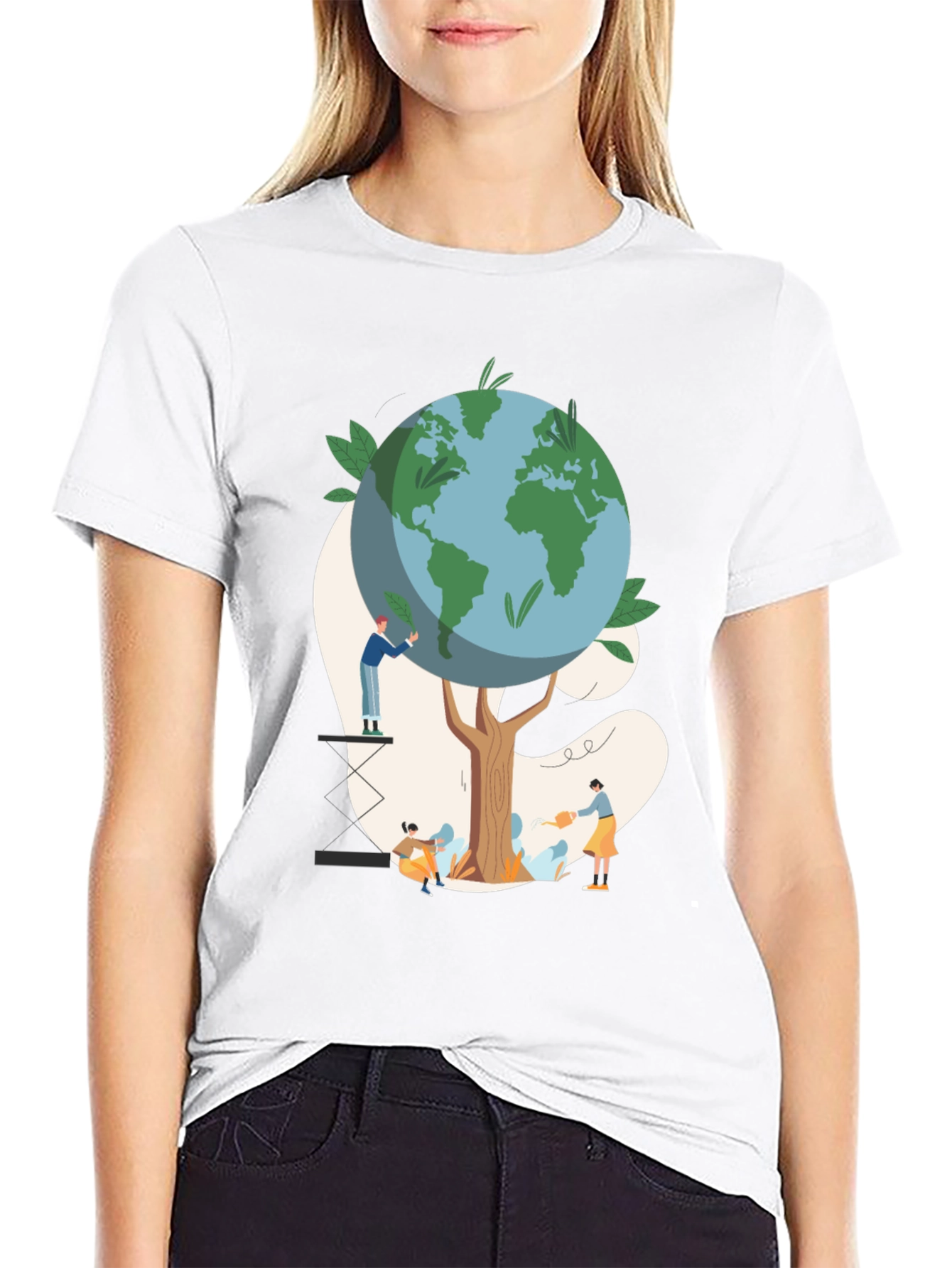 Eco-Friendly Earth Tree Graphic T-Shirt