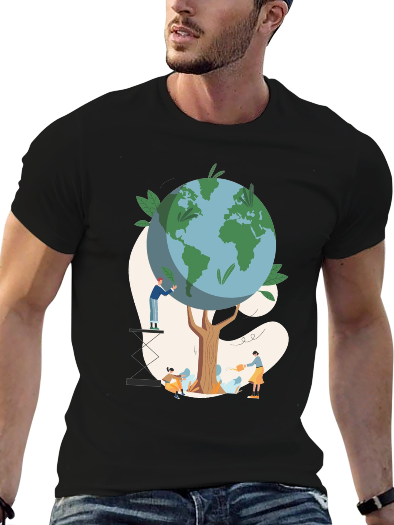 Eco-Friendly Earth Tree Graphic T-Shirt