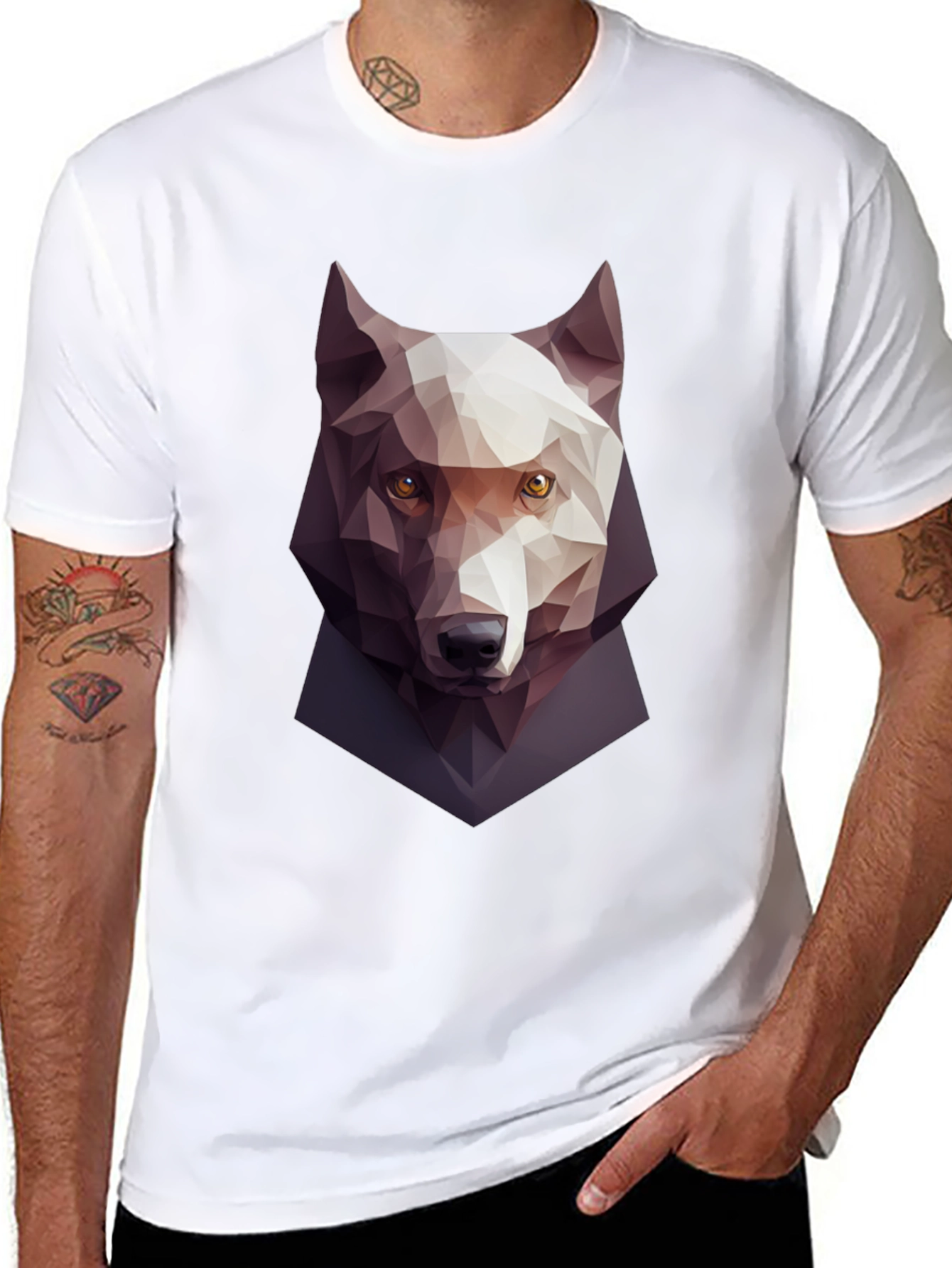 Geometric Wolf Graphic Tee - Mens Black T-Shirt