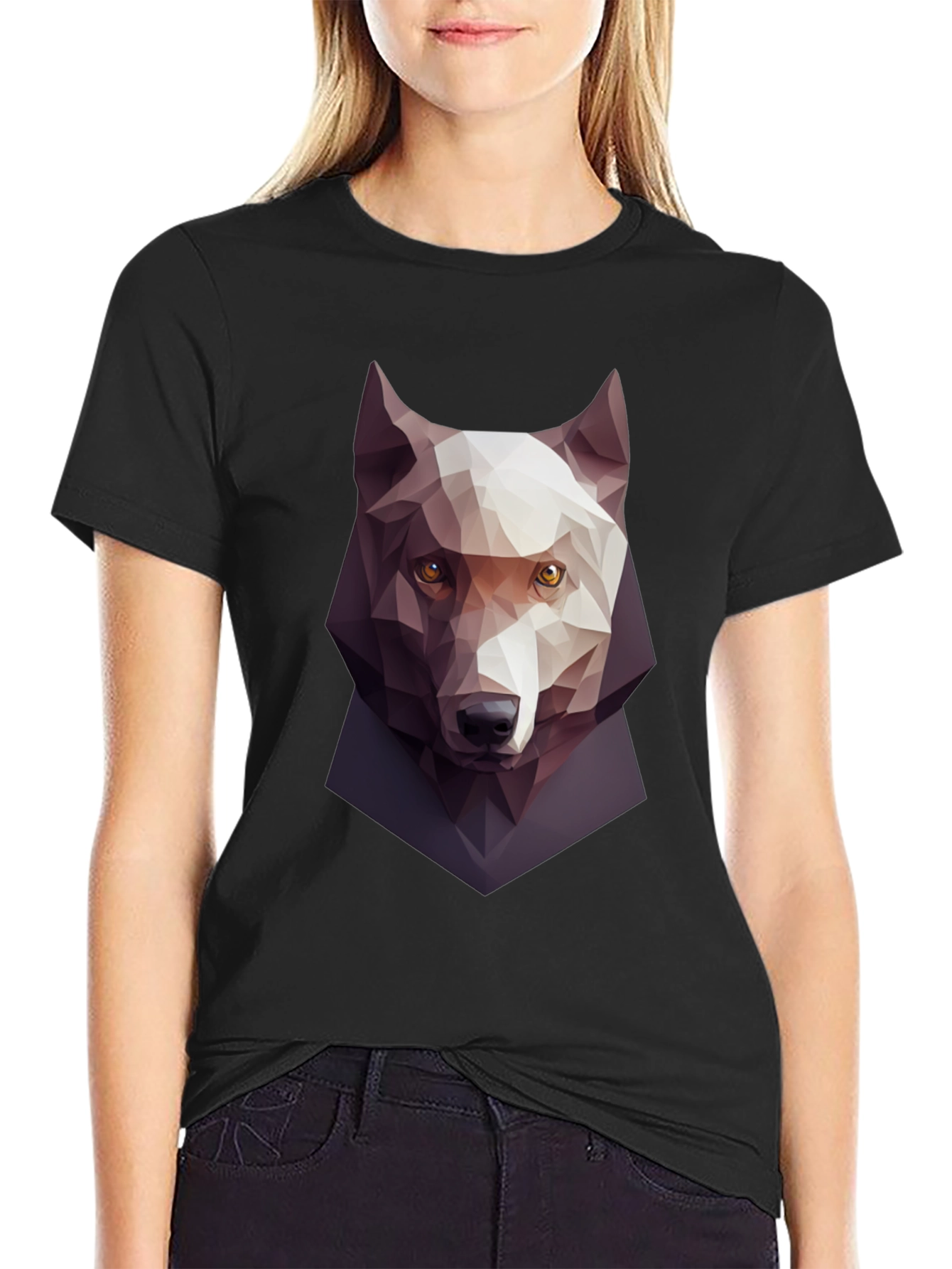 Geometric Wolf Graphic Tee - Mens Black T-Shirt